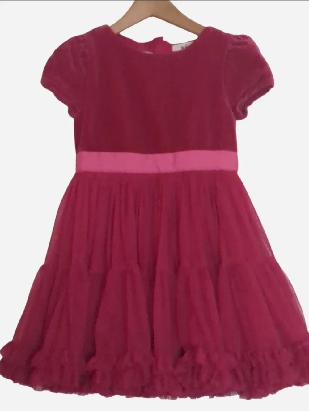 VINTAGE MINI BODEN CHERRY JAM VELVET TULLE PARTY DRESS 5-6 yr